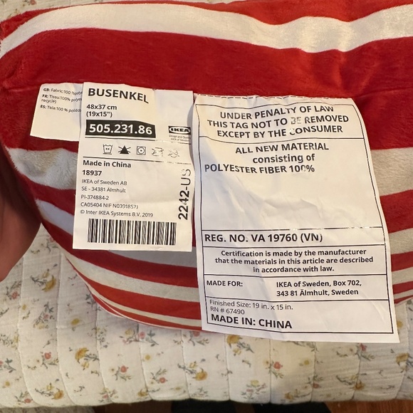 IKEA Busenkel Cushion Pillow Circus Tent Shape Red/White 19x15" 505.231.86 - Picture 5 of 5